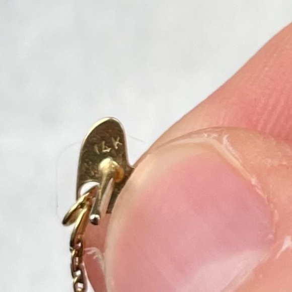 14K Gold Heart Chandelier Earrings - Picture 3 of 3